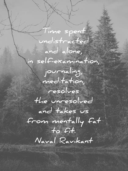 loneliness alone quotes time spent undistracted alone self examination journaling meditation resolves unresolved takes from mentally fat fit naval ravikant wisdom