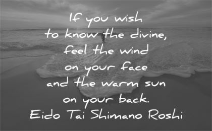 spiritual quotes wish know divine feel wind face warm sun back eido tai shimano roshi wisdom beach sea waves