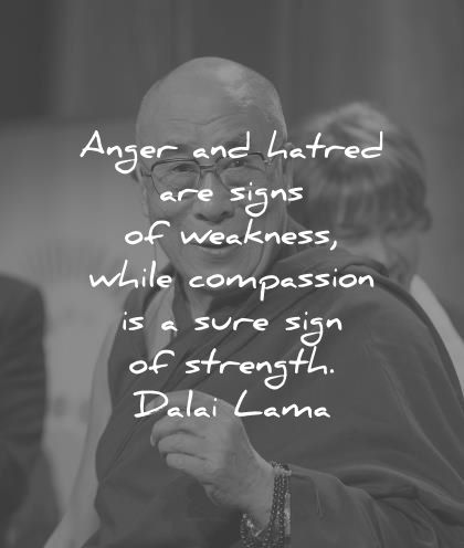 dalai lama quotes tenzin gyatso anger hatred signs weakness while compassion sure strength wisdom
