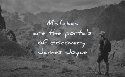 failure quotes mistakes portals discovery james joyce wisdom man hiking