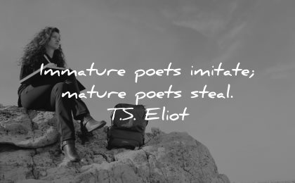 maturity quotes immature poets imitate mature poets steal ts eliot wisdom woman writing sitting nature rocks