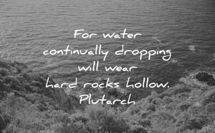 never give up quotes water continually dropping wear hard rocks hollow plutarch wisdom sea