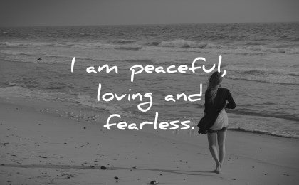 positive affirmations peaceful loving fearless wisdom woman beach