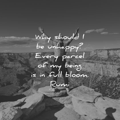 rumi quotes why should unhappy every parcel being full bloom wisdom man nature